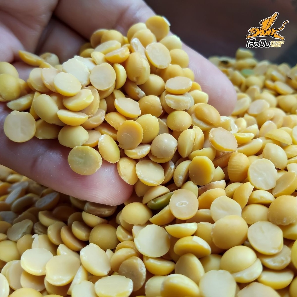 ถั่วเหลืองผ่าซีก 500 ก. ตราเสือบิน